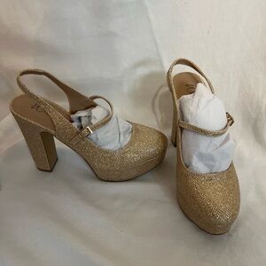 Wild Pair Gold Sparkle Platform Heels